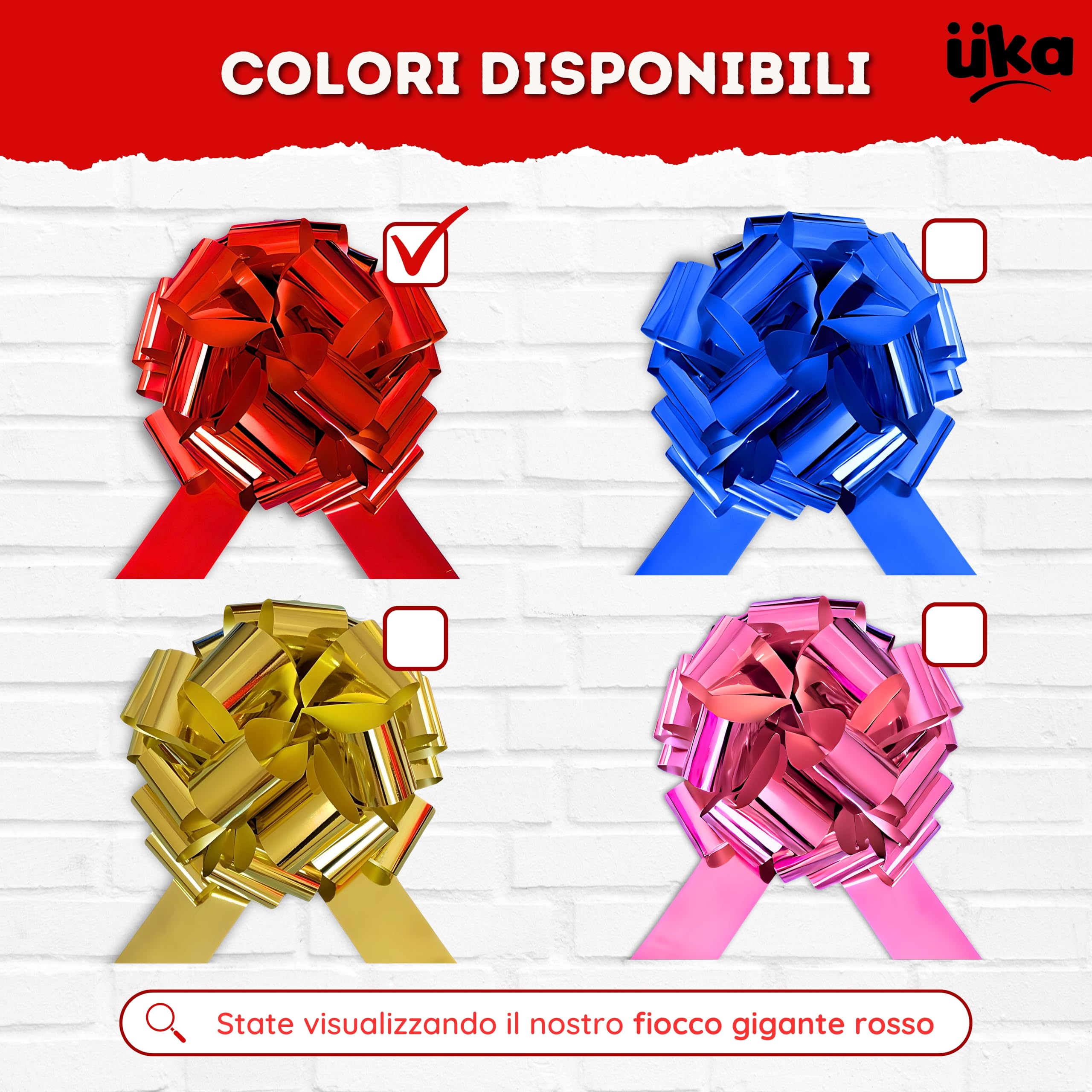 Fiocco Regalo Gigante XXL 40 Cm - Argento Metallizzato, Riutilizzabile Per Auto, Bici, Elettrodomestici