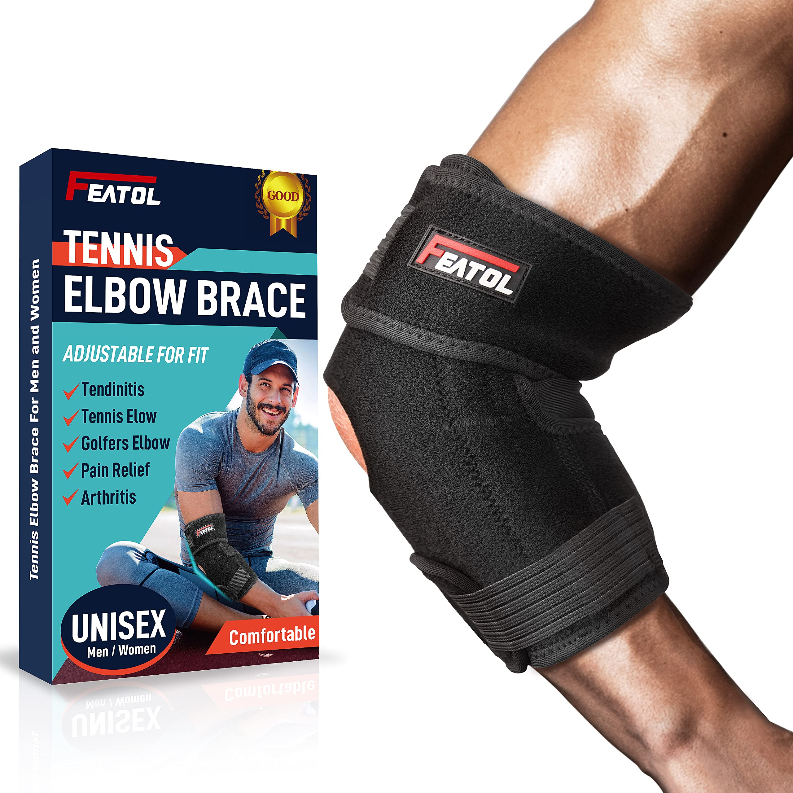 Buy FEATOL Elbow Brace for Tendonitis and Tennis Elbow, Golfers Elbow