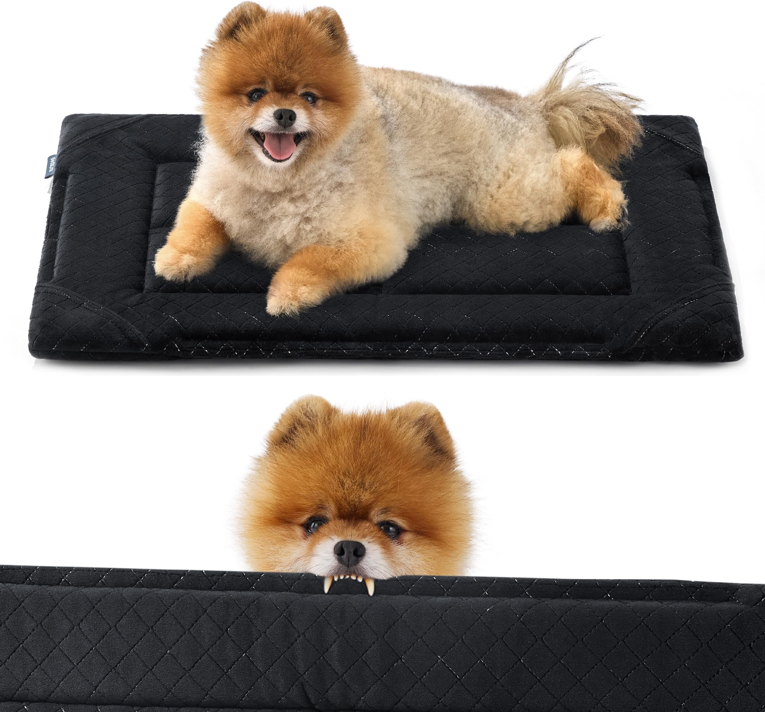 Bedsure Chew Proof Dog Bed for Small Dogs Machine Washable Dog Crate Pad Durable Kennel Pad for Chewers, Black