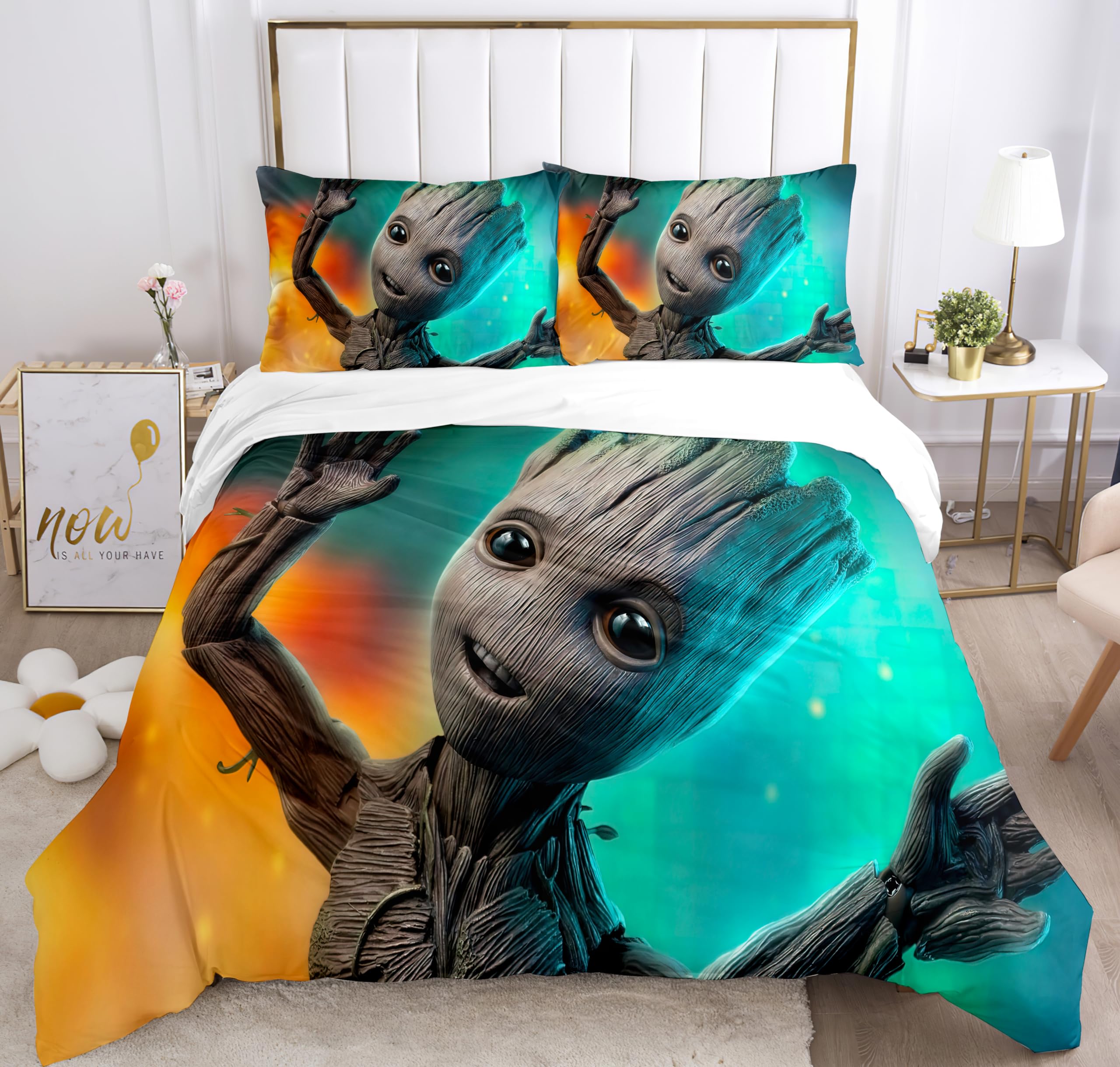 Bedding Set, Duvet Cover Microfibre Duvet Cover and 2 Pillowcases, 3D Printed Bedding Sets for Kids Boys Girls (Twin)