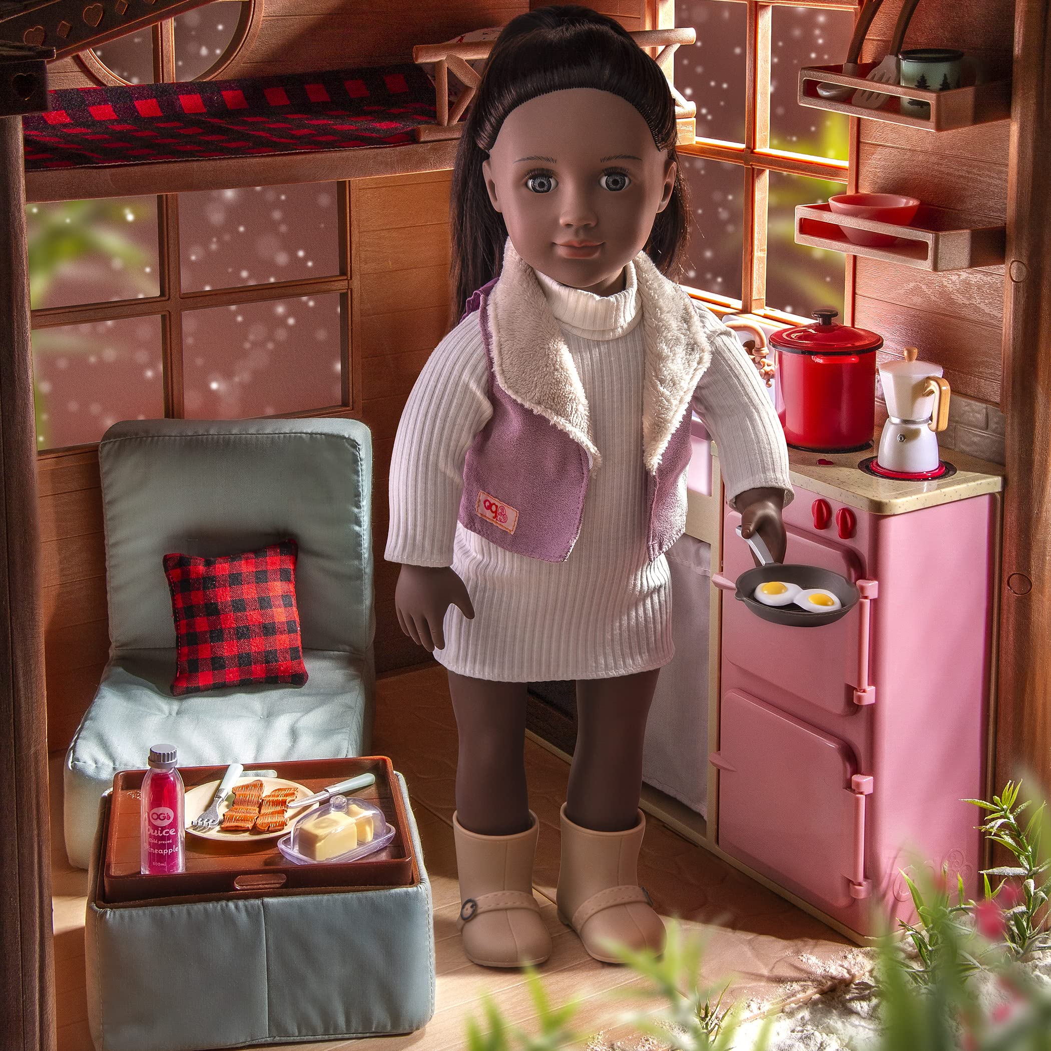 Our Generation - Cozy Cabin 46 cm Doll House - Winter Doll Accessories for Kids Ages 3 and Up, BD37961Z