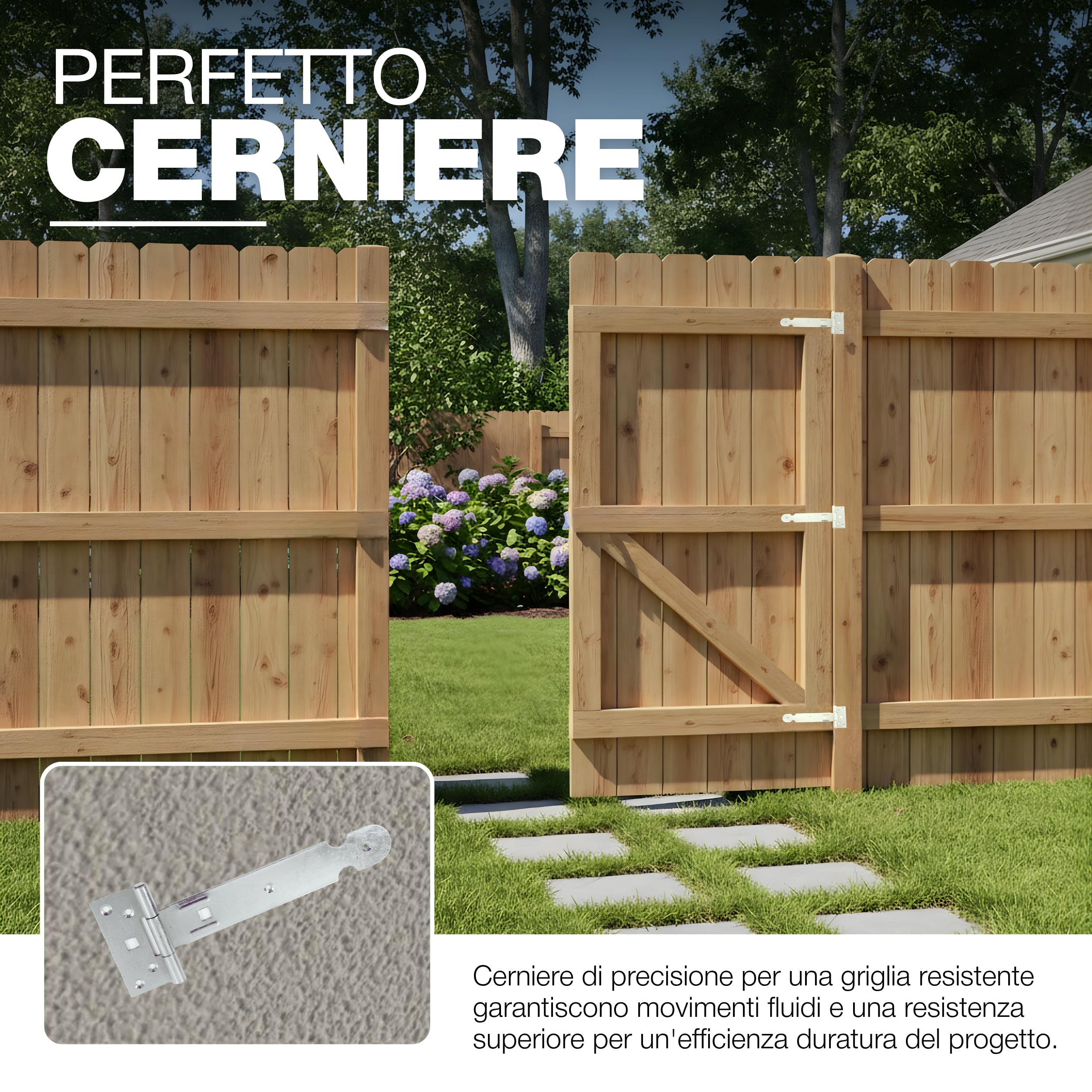 GeZu Impex Cerniera T 200 mm Set di 6 | Elettroplaccato Robusto Gancio per Cancello e Capanno Cerniere per Porta in Legno