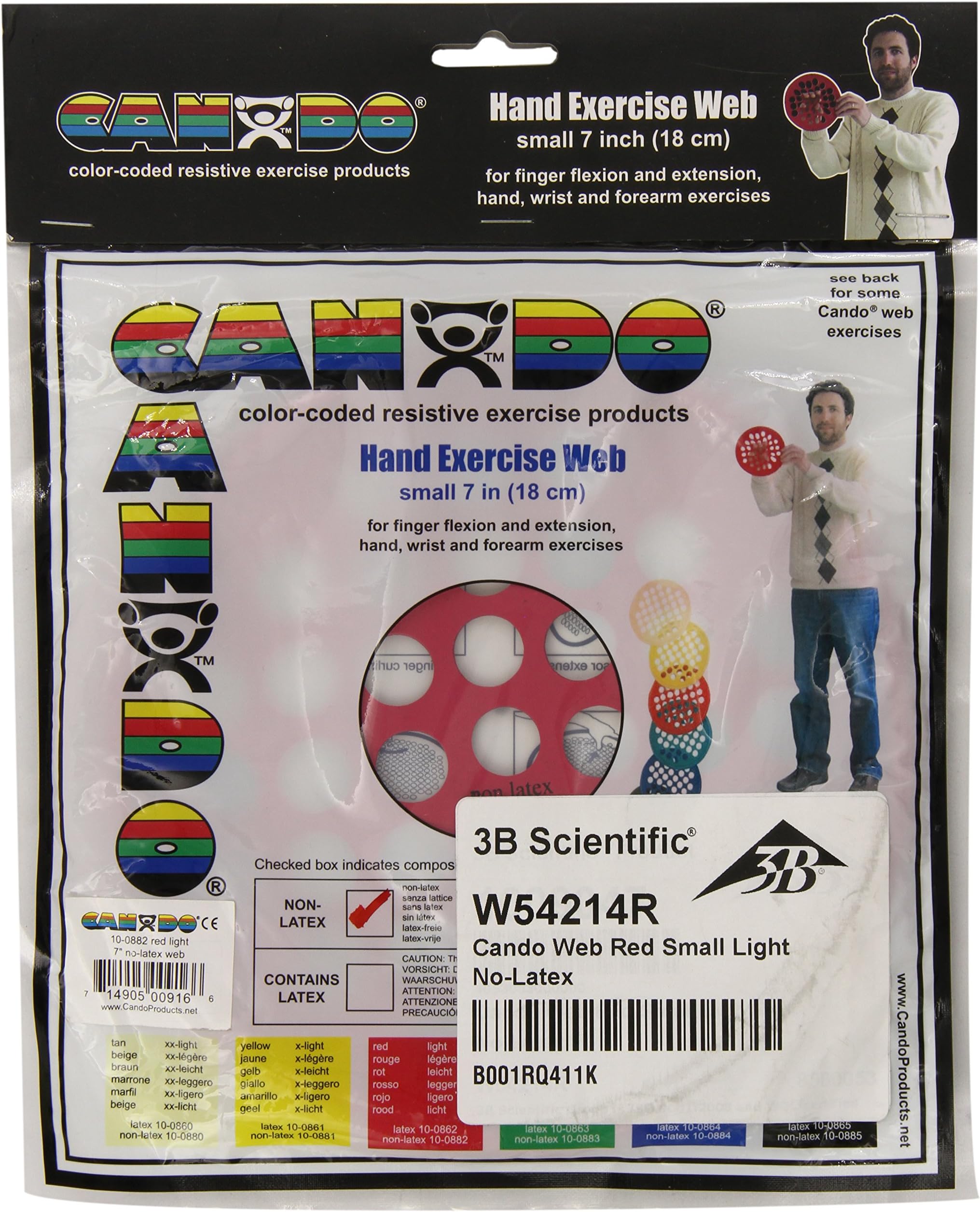 CanDo Web Hand Therapy Device, Latex-Free, 14" Diameter, Red: Light
