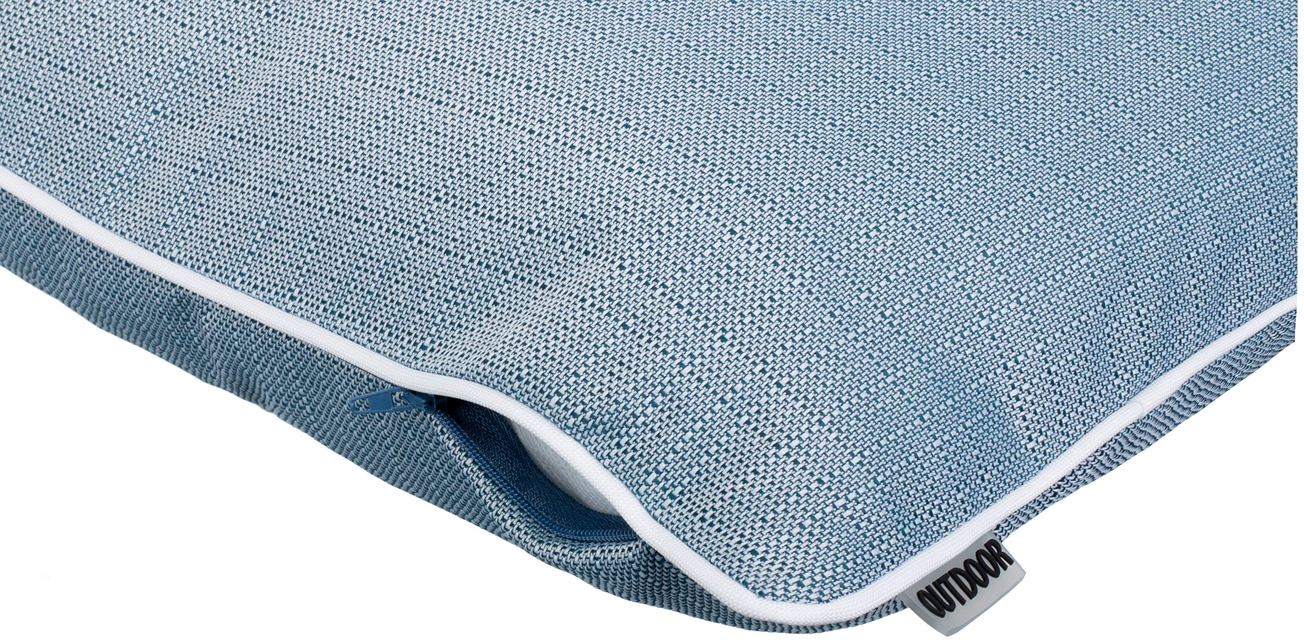 Coussins d'extérieur 45x45 cm Imperméables Lin Passepoil Bleu Lot de 2