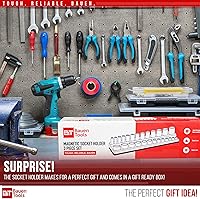 Vista 7 de Juego de 3 organizadores magnéticos de enchufes - Juego de 3 soportes magnéticos SAE rojo - 12 pulgada, 38 pulgadas y 14 pulgadas, con capacidad