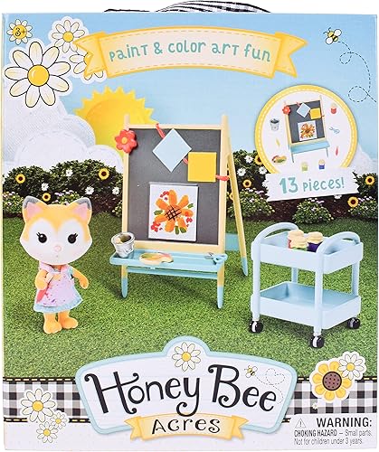 Miniatura 2 de Sunny Days Entertainment Honey Bee Acres Paint  Color Art Fun juego completo con figura de muñeca en miniatura 13 piezas naranja pequeño