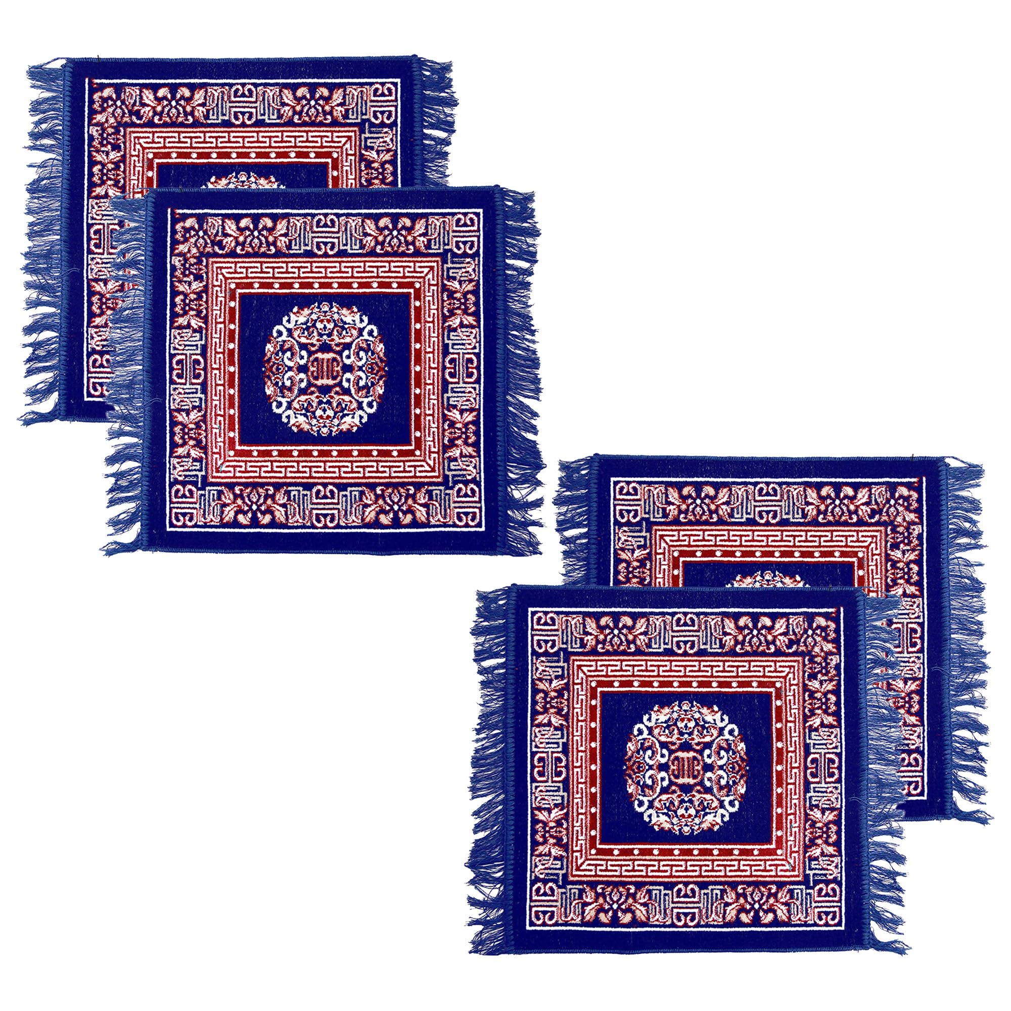 Traditional Velvet Prayer Mats - Blue & Red -16 Traditional Velvet Prayer Mats - Blue & Red -16