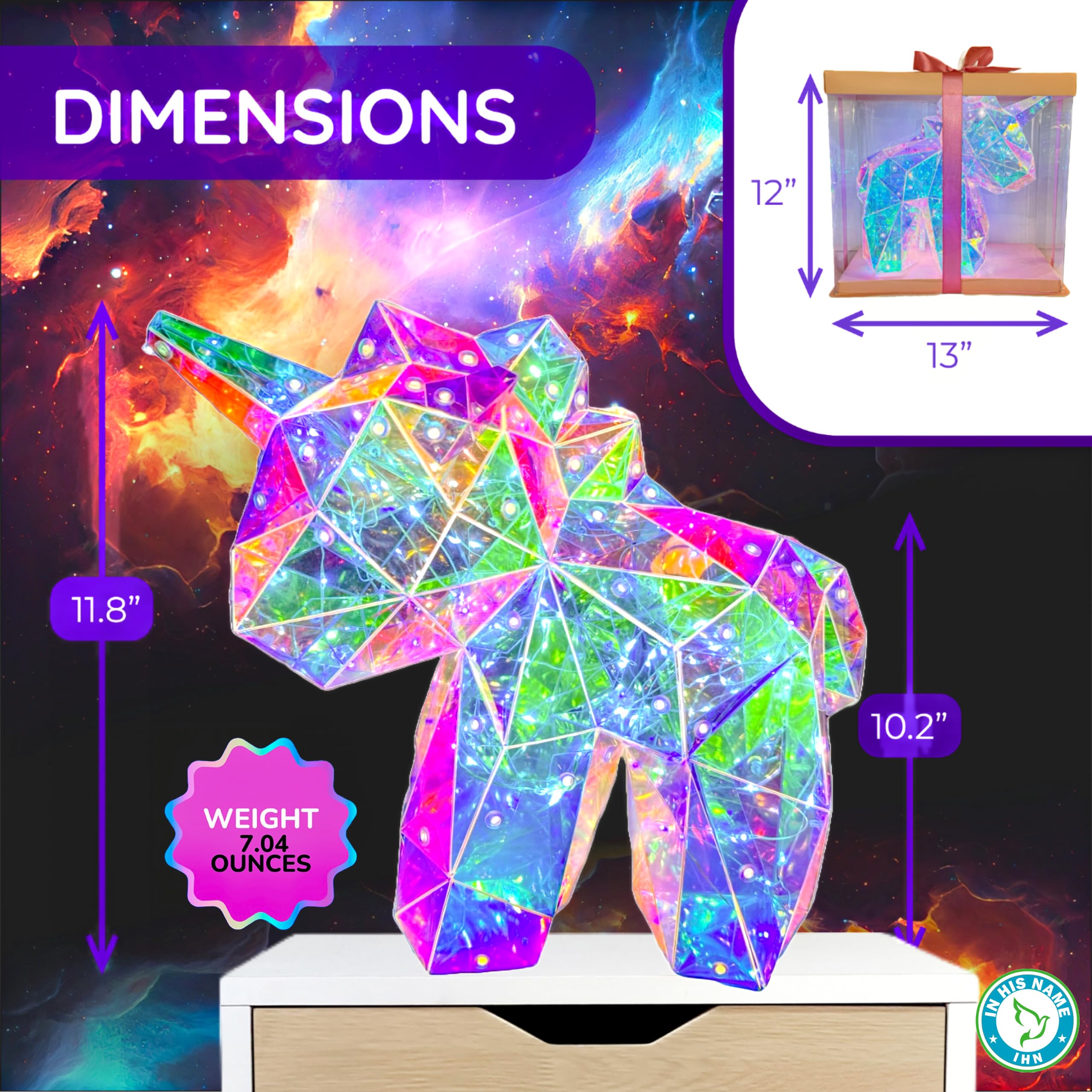 In His Name LED Unicorn Night Light for Girls Kids Colorful Magical  Lamp for Girls Room Premium Bedside Lamp Cute Night Light for Toddlers