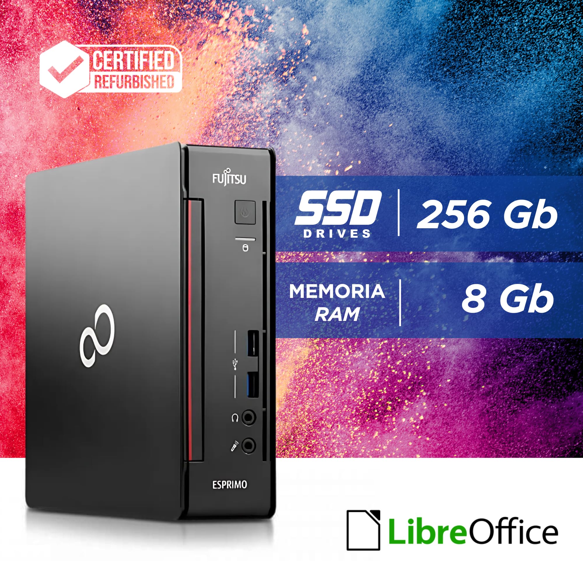 Fujitsu Q558 - Mini Pc Computer Fisso Desktop - Intel i5-8400T 6 Core 1.7 GHz - Ram 8GB DDR4 SSD 256GB, DVI + DP - Win 11 Pronto All'Uso con Chiavetta WiFi in Omaggio (Ricondizionato)