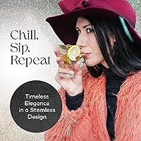 Vista 5 de Dragon Glassware Vasos de Martini sin tallo, juego de 2 vasos transparentes de 7 onzas, juego de vasos de cóctel con aislamiento de doble pared