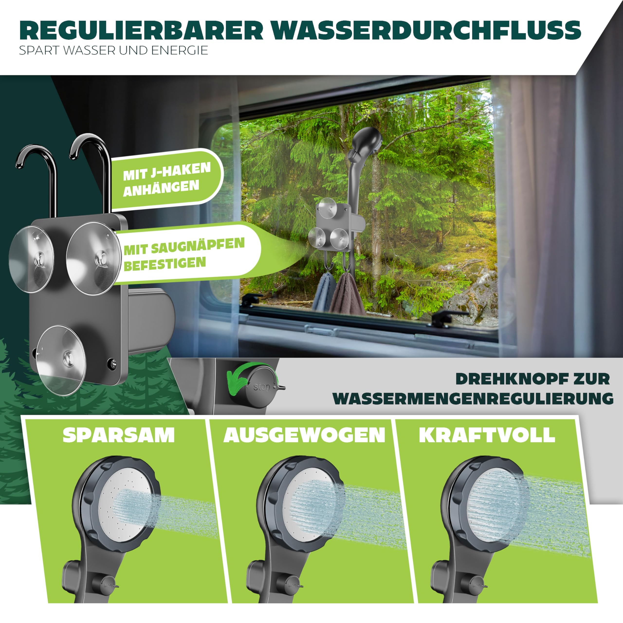 KESSER® Doccia solare da campeggio con pompa e batteria ricaricabile da 4000 mAh, set doccia da campeggio con soffione doccia regolabile, tubo da 2 m, pistola a spruzzo e supporto