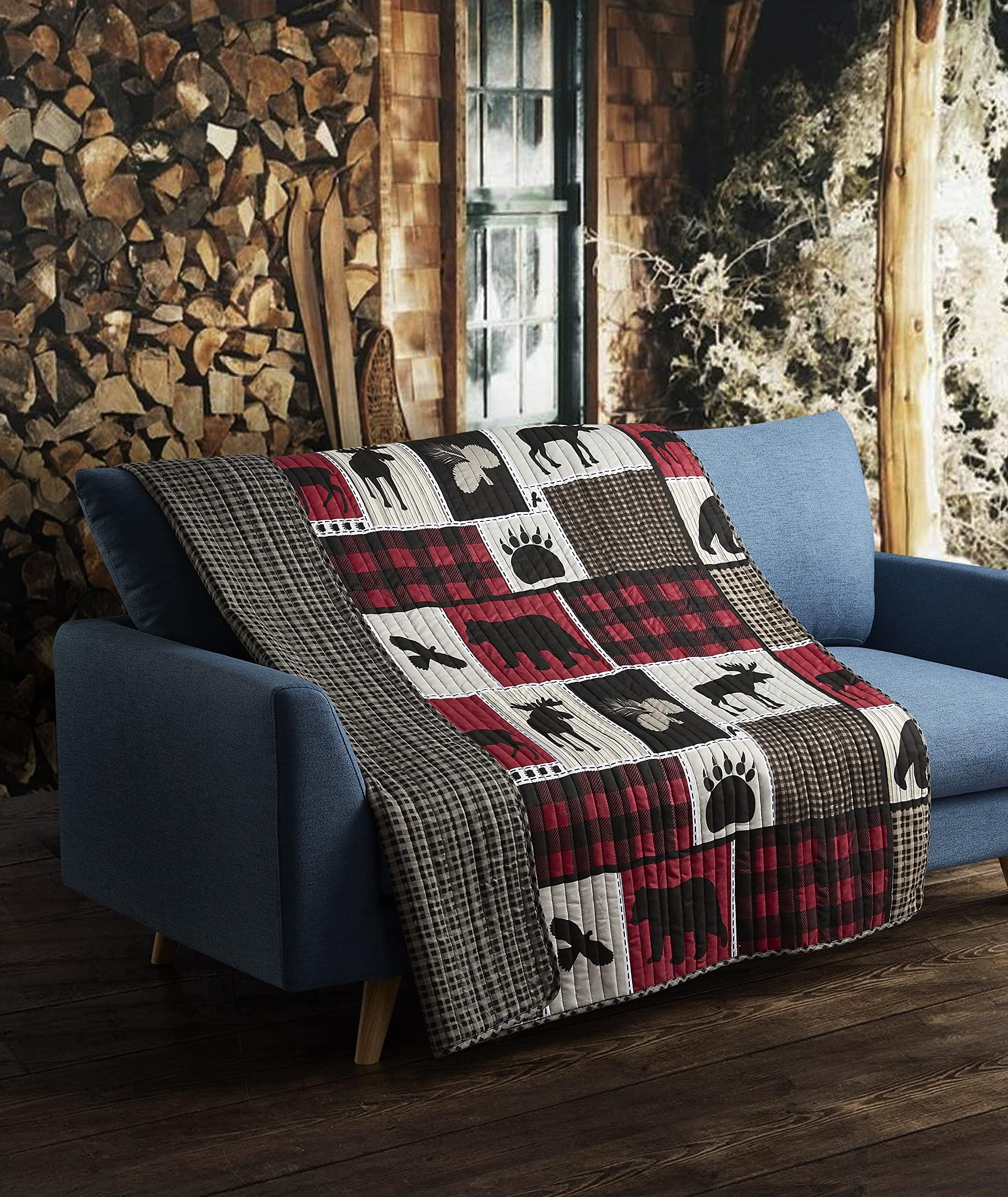 Virah Bella - Quilted Throw Blanket 50"x60" - Lightweight Throw Quilt for Accent, Decor, or Bedding - Lodge-Themed Blanket