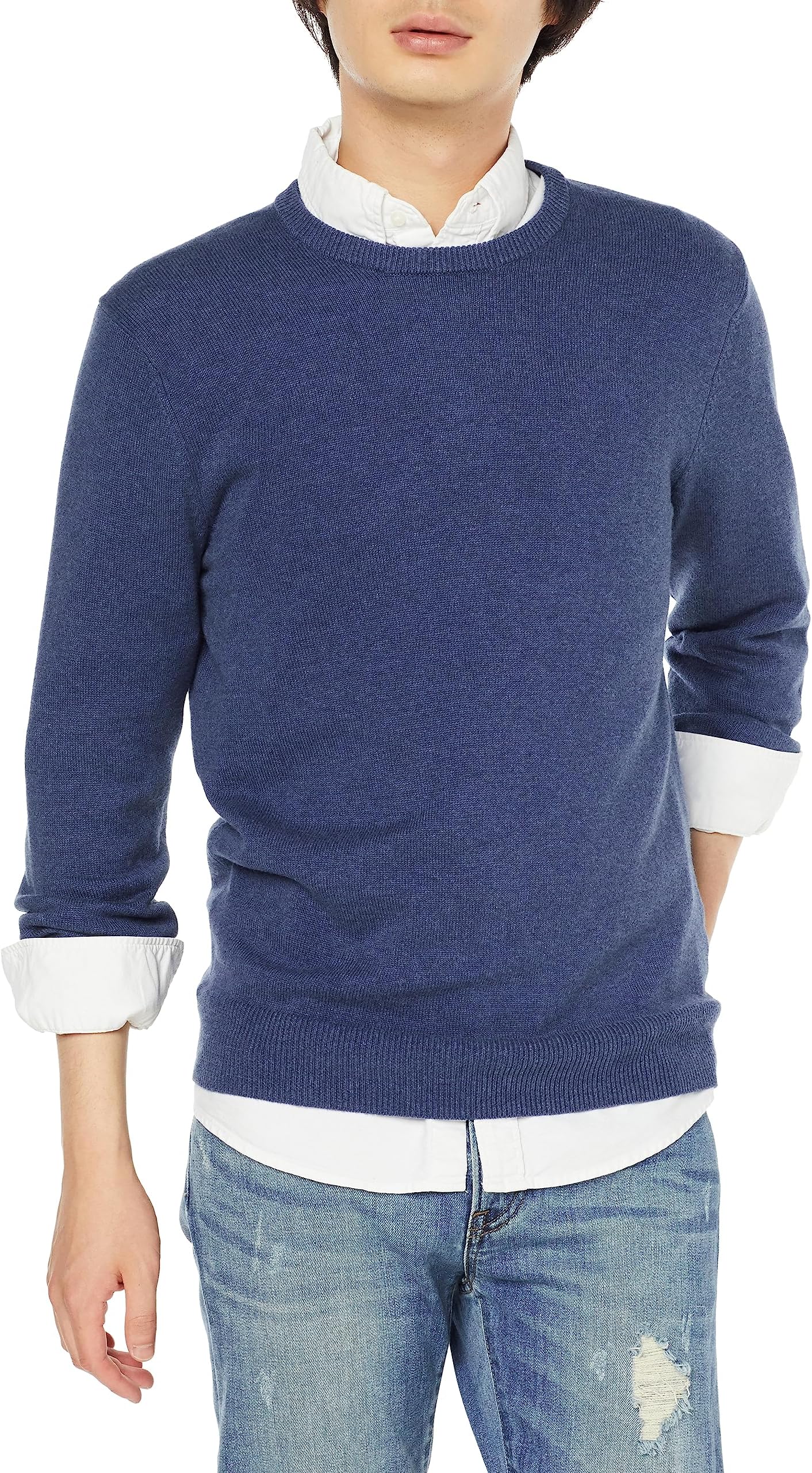 Amazon Essentials Men's Long-Sleeve Crewneck Sweater, 100% Cotton, Big & Tall Options Available