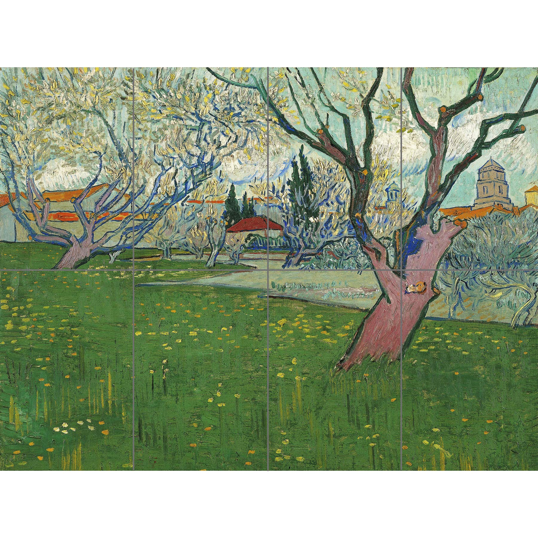 Artery8 Vincent Van Gogh Bloeiende Boomgaarden Gezicht Op Arles XL Giant Panel Poster (8 Sections)