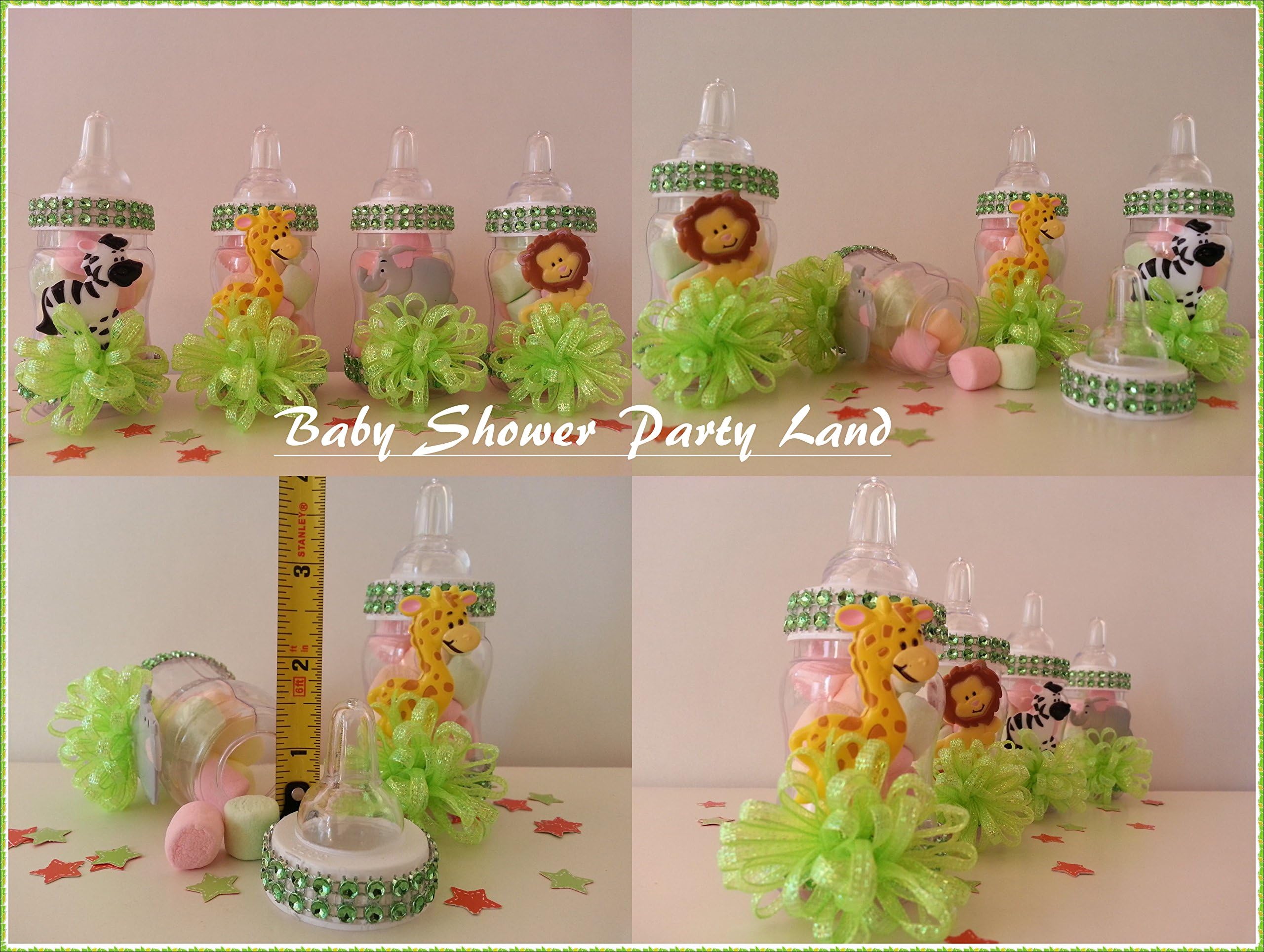 12 Fillable Bottles Baby Shower Favors Prizes Games Safari Jungle Noah's Animals