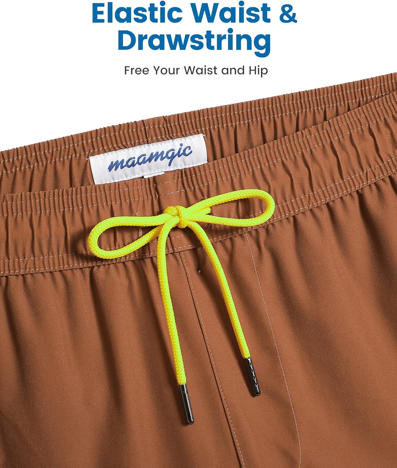 maamgic 5inch Mens Swimming Trunks with Compression Liner 2-in-1 Swim Trunks Stretch Quick Dry Swim Shorts Zipper Pockets - Image 4