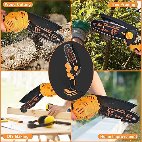 Miniatura 6 de AUTDER Mini motosierra de 6 pulgadas, motosierra eléctrica sin cable, motosierra portátil para poda de árboles y corte de madera