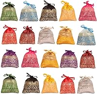 Vista 36 de Touchstone Preciosas bolsas de envoltura de regalos reutilizables, ecológicas, grandes con cordón, estampado de hojas de ficus para cumpleaños