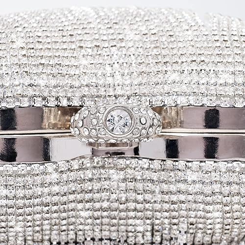 Miniatura 3 de Bolso de Rhingestone del corazón de las mujeres,Embrague del Rhinestone de la borla,Embrague de lujo del Rhinestone de la noche del