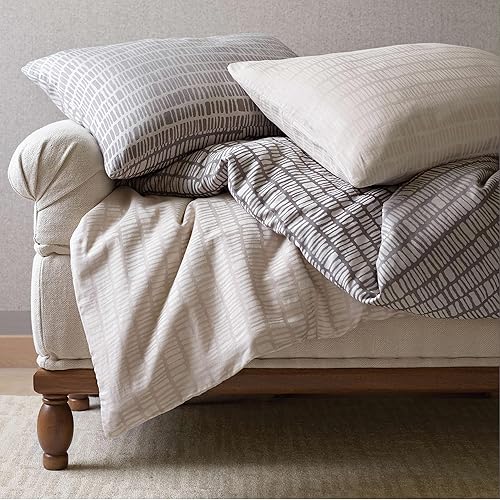 Miniatura 6 de Pine Cone Hill Talus - Funda de edredón de yeso, tamaño estándar, patrón gráfico neutro/marfil