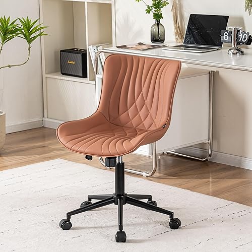 YOUNIKE Silla de oficina, silla de escritorio sin brazos con ruedas, sillas de trabajo para computadora de oficina en casa, moderna silla de tocador
