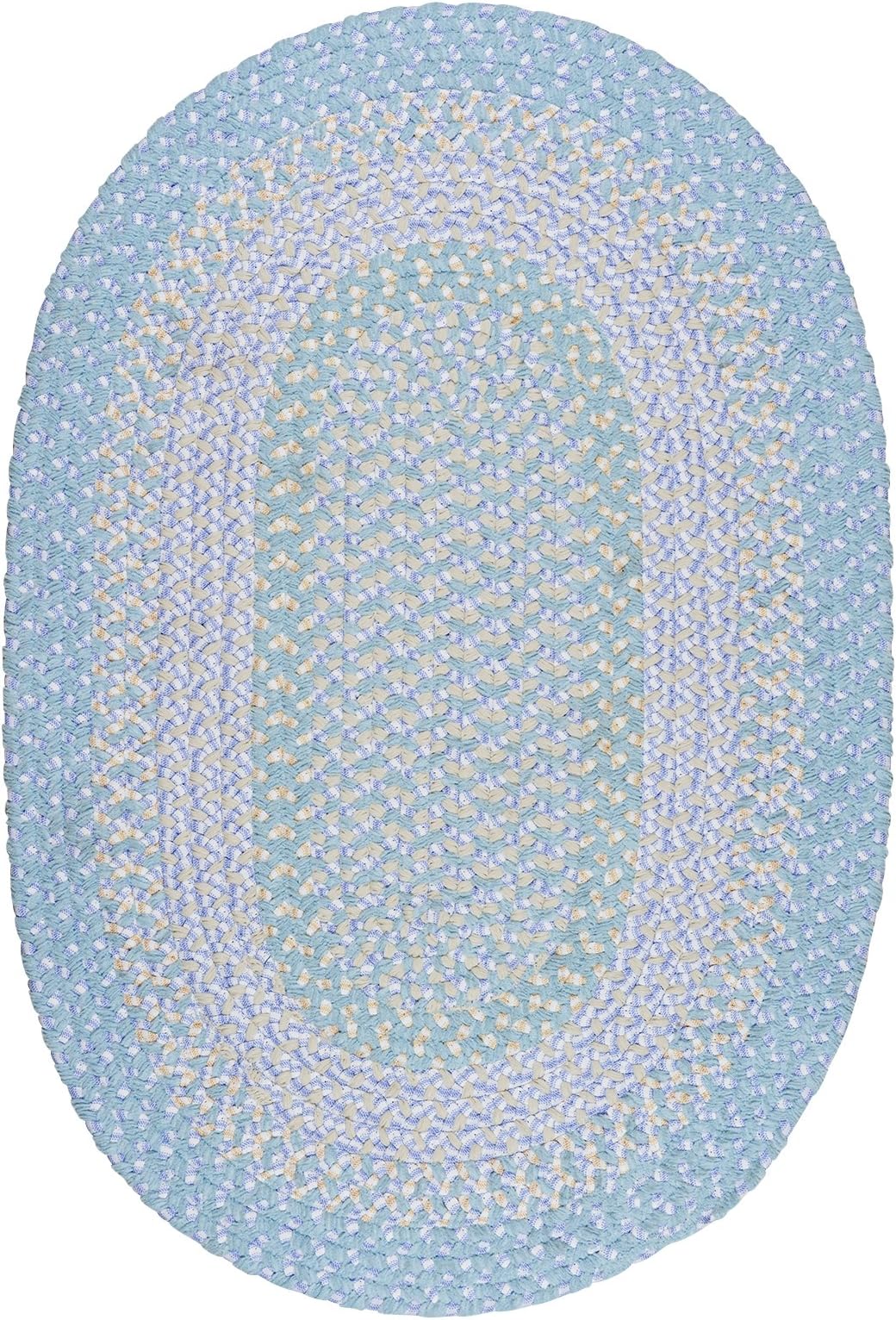 Blokburst Polypropylene Braided Sample Swatch Rug, Sky Blue