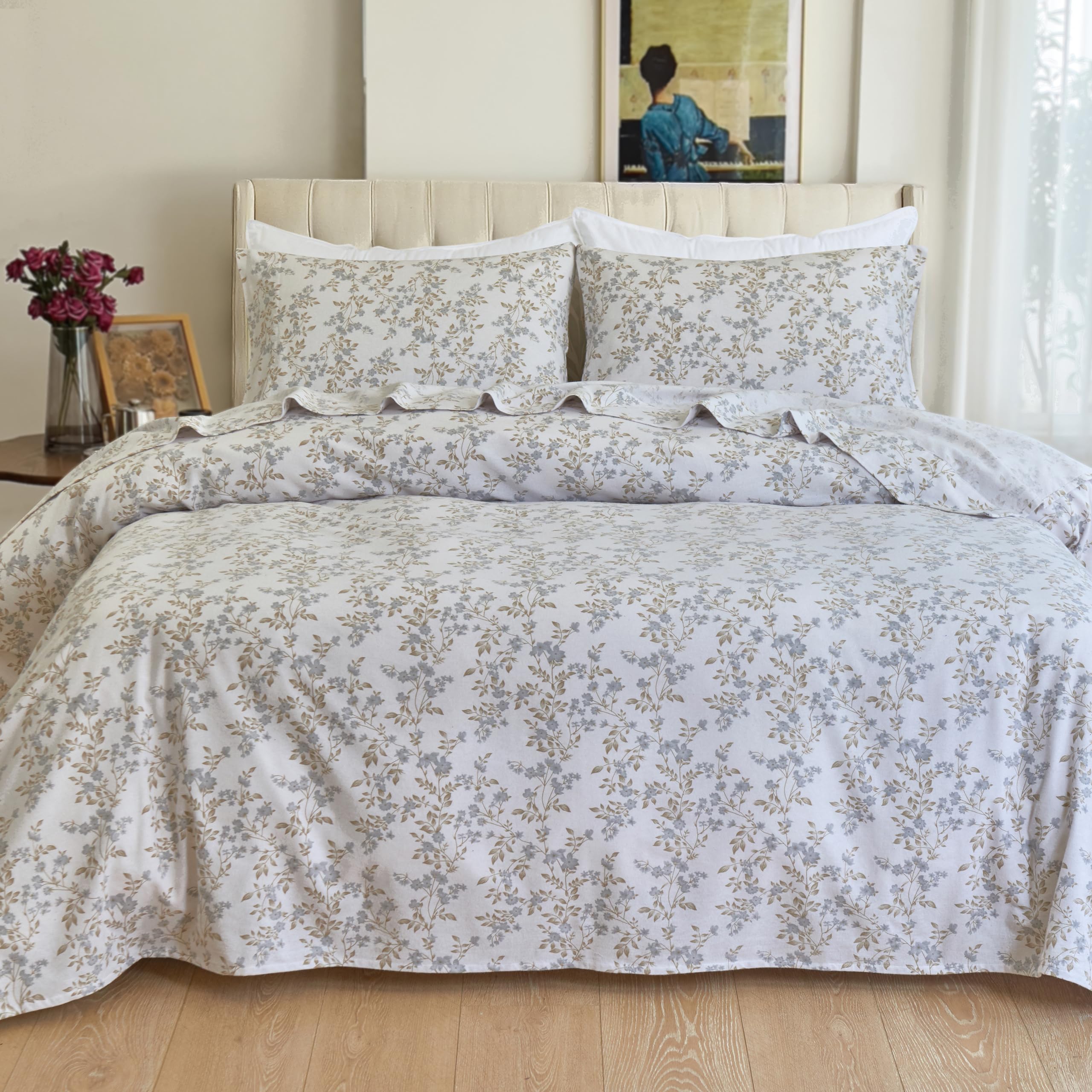 Elegant Comfort Miękkie 4-częściowy zestaw pościeli flanelowej w 100% z tureckiej bawełny – jakość premium, prześcieradło z gumką z głęboką kieszenią, ultramiękkie, przytulne ciepłe i odporne na