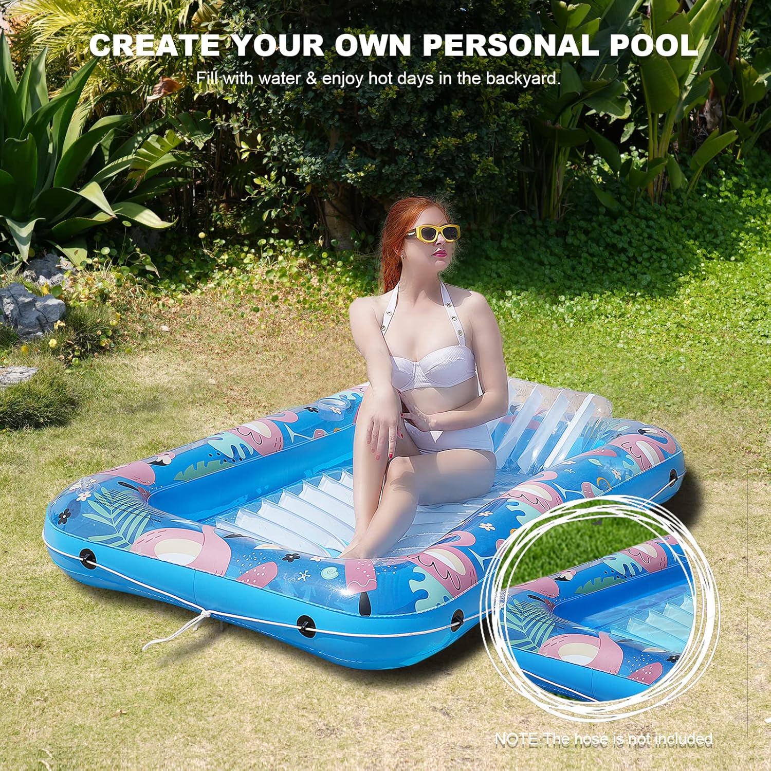 NOCCUR Tanning Pool for Adults -Inflatable Tanning Pool - Pool Floats Adult Size-Pool Floats Lounger with Comfort Pillow-Suntan Tub-Tanning Pool Raft Tub for Swimming Pools in Summer