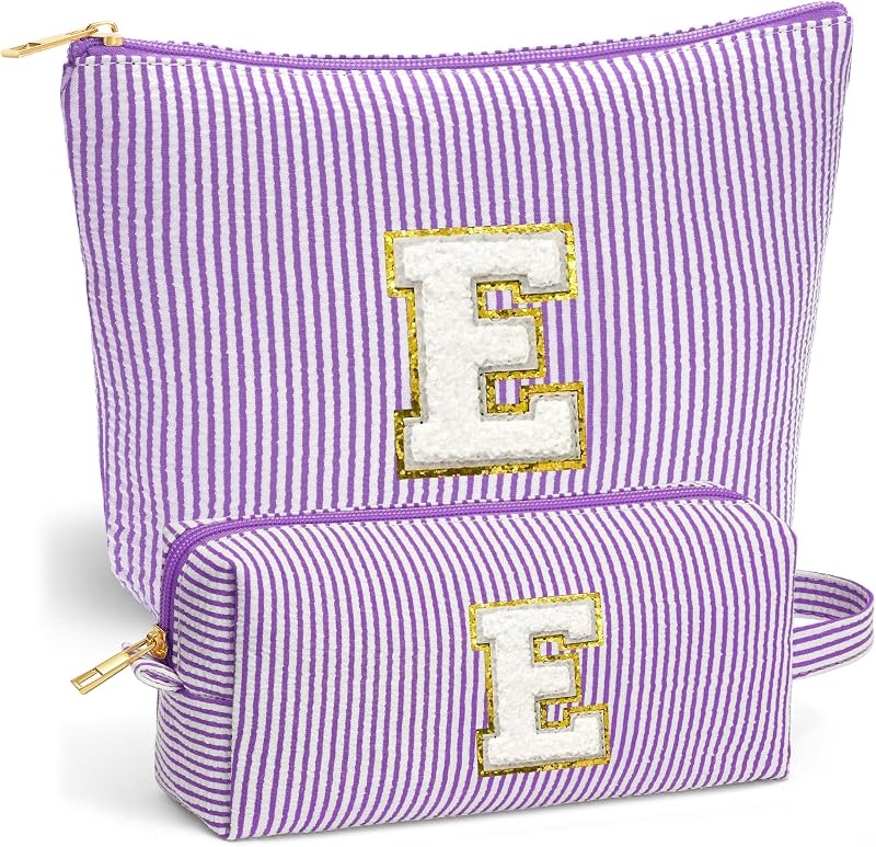 Conjunto de necessaires Fohufo com inicial E, roxo, 2 unidades