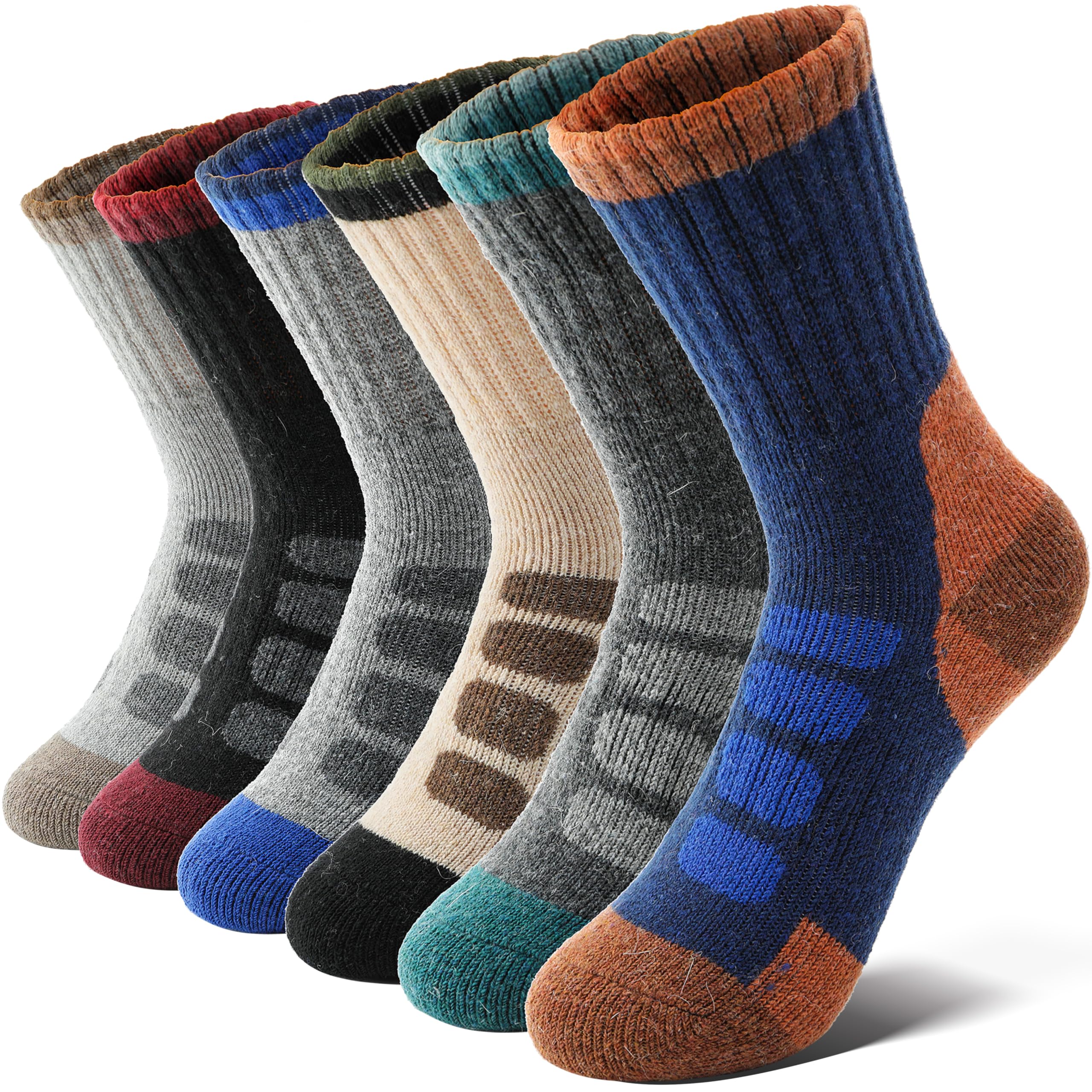 Kids Merino Wool Hiking Socks Boys Girls Toddlers Thermal Winter Warm Boot Thick Cushion Gift Socks 6 Pairs