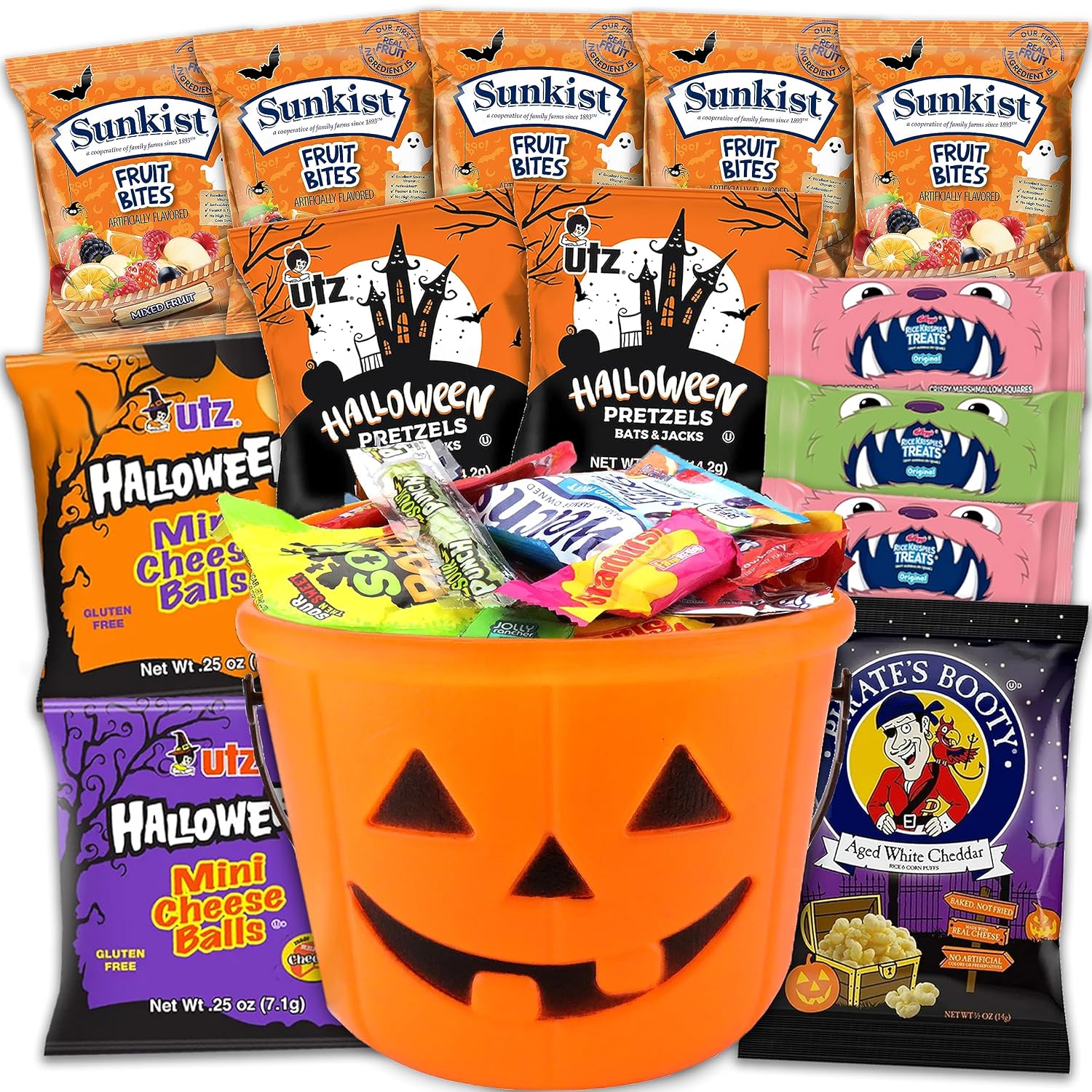 Candy Mix with Pumpkin Bucket Filled with Assorted Candies 2 Lbs - Great Candy Basket Treats for Kids, Girls, Boys, Child, Toddler and College Students