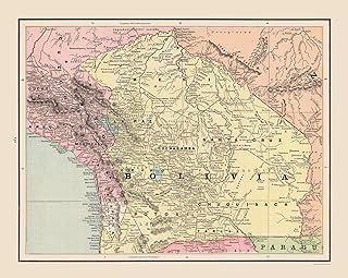 MAPS OF THE PAST Historic Map - Bolivia - Cram 1892-28.86 x 23 - Vintage Wall Art