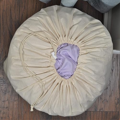 Miniatura 6 de ZENPAC Bolsa de lavandería de algodón beige, gran lona lavable con cierre de cordón, almacenamiento, viajes, artículos esenciales para el hogar, 12