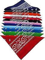 FANNI YOUPIN 100% Cotton Paisley Bandanas for Men & Women - Soft 22x22 Inch Fashion Scarves, 12 Pack Multipurpose Headbands