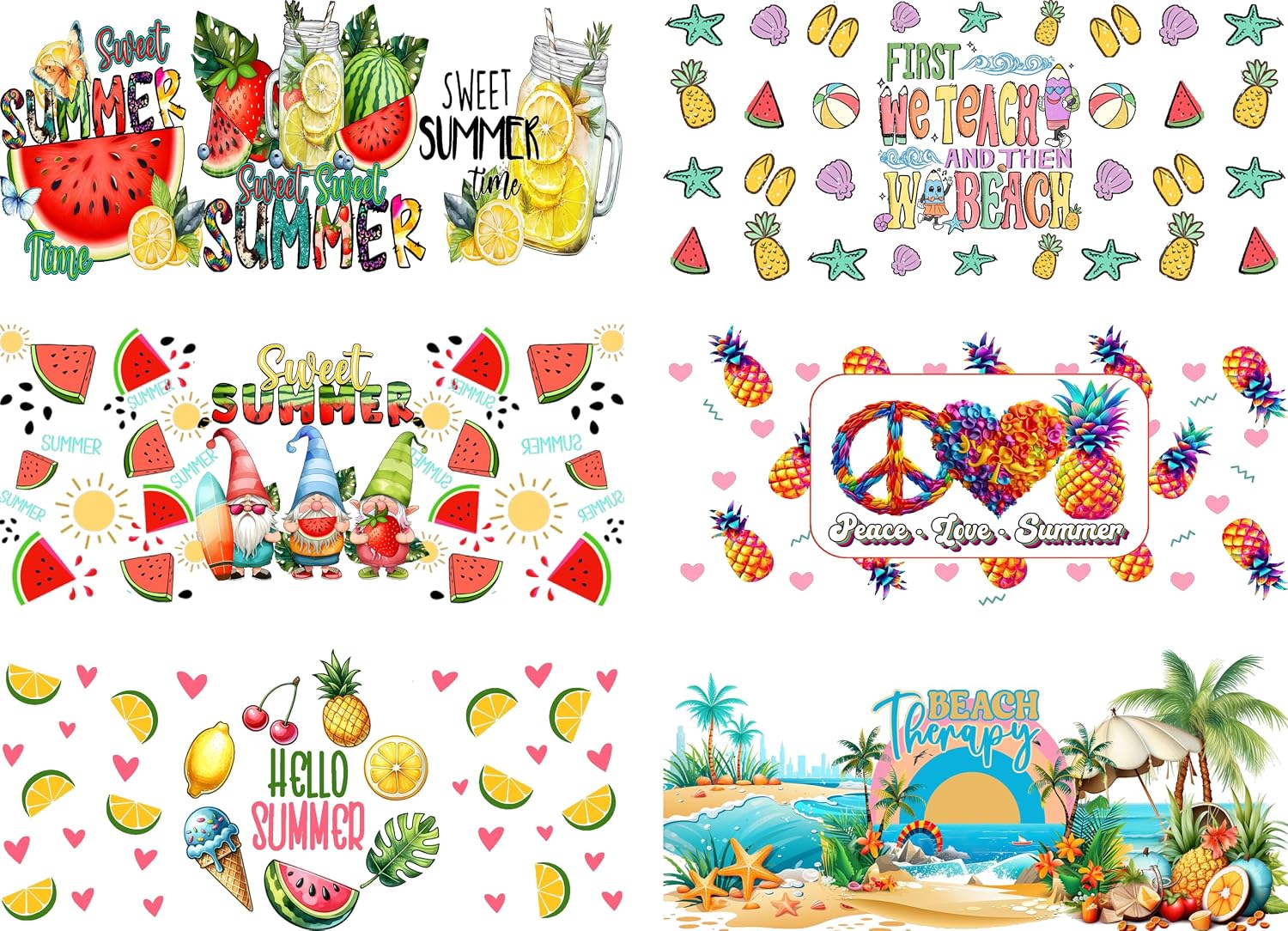 Amazon.com: WONYI UV DTF Glass Transfer Stickers, 6 Summer Fruit Themed ...