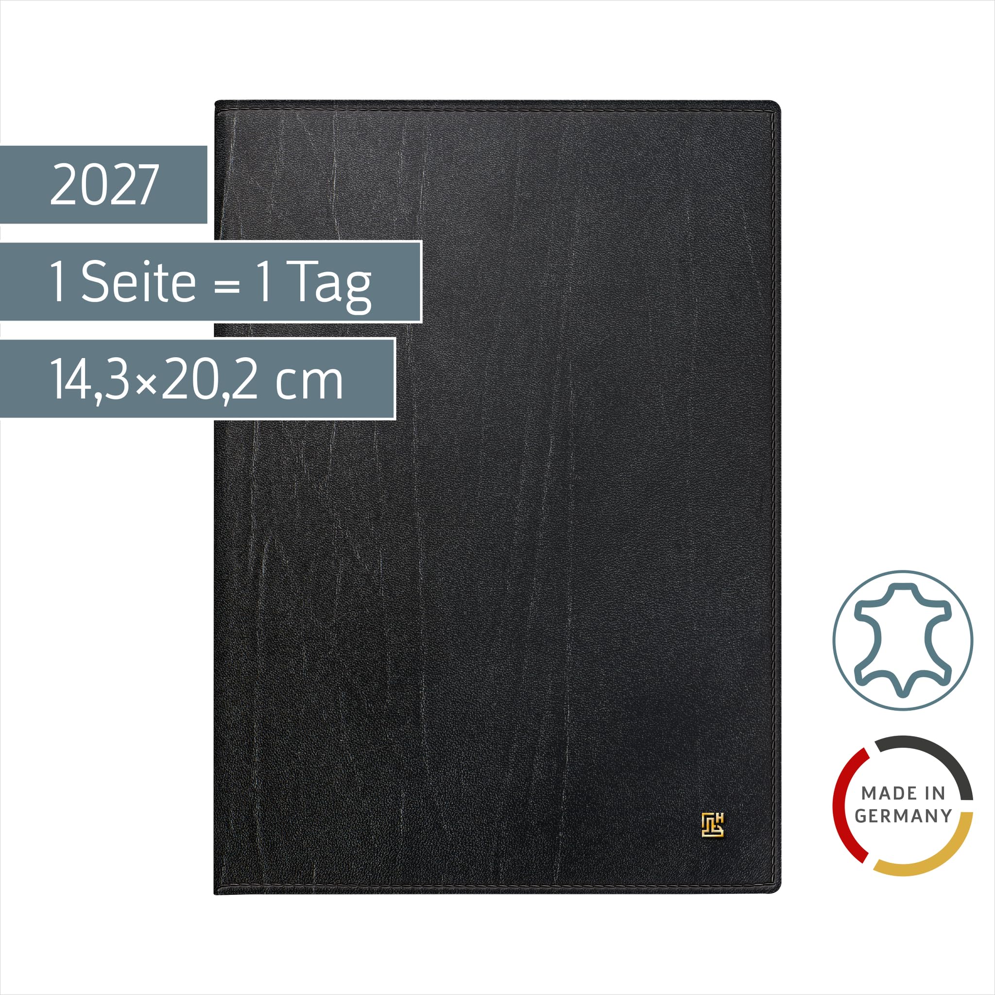 BRUNNEN Buchkalender Mod. 765 2027 | A5, Leder, schwarz