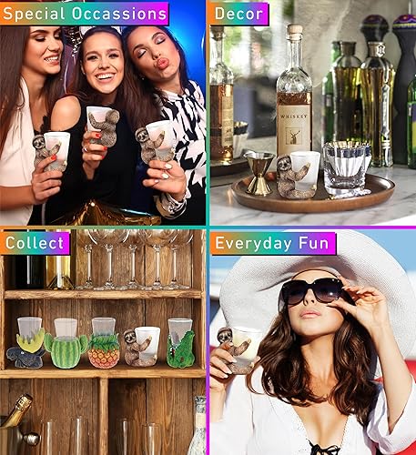 Miniatura 3 de CoTa Global Cool Sloth - Vaso de chupito Novedoso accesorio de licor para el hogar y bar, divertido tirador de animales salvajes para bebidas