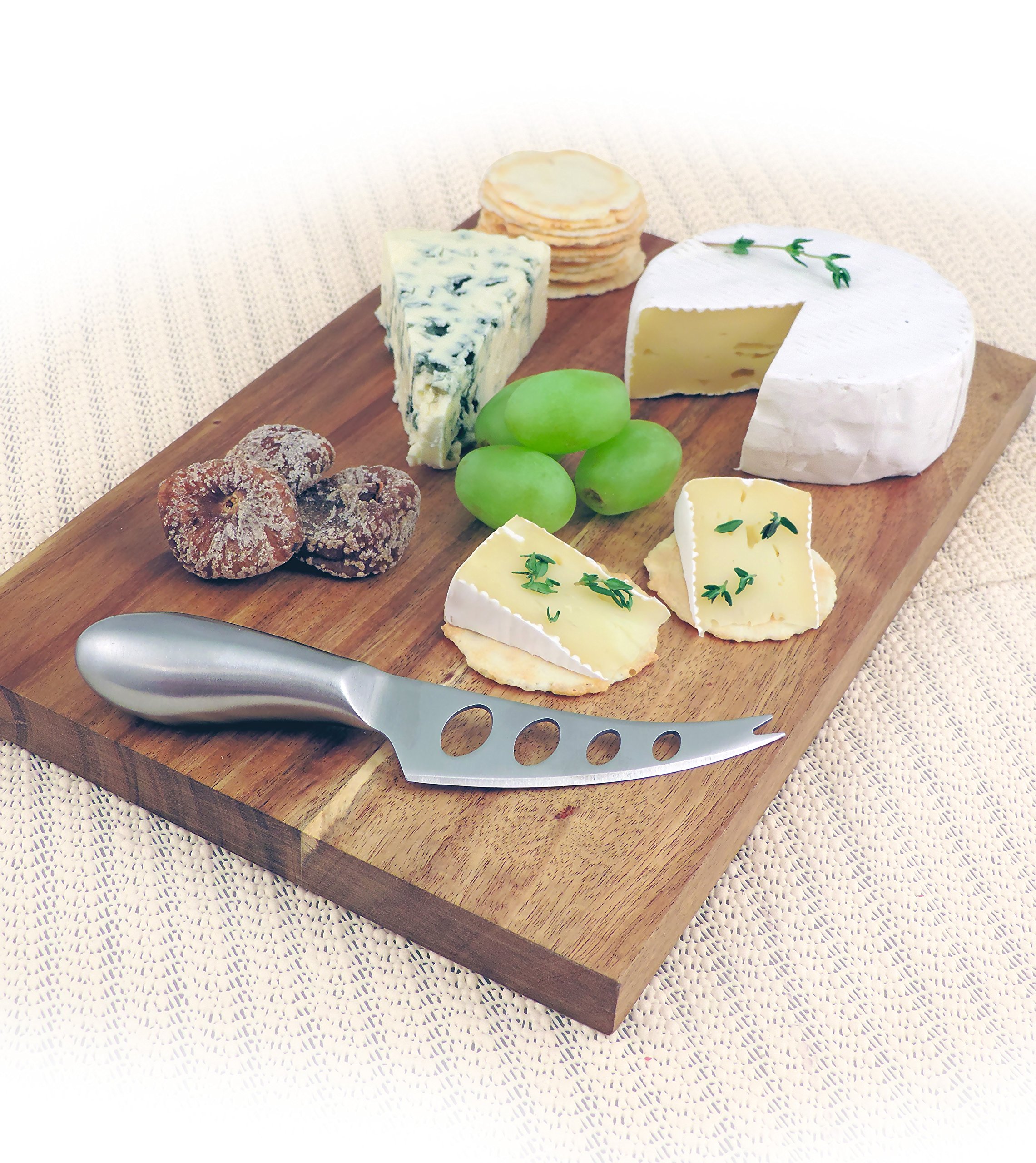Swissmar Akazien Käsebrett + Messer, Käsemesser, Servierplatte, Servierbrett, Universalmesser, Akazienholz