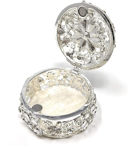 Miniatura 3 de CB Accessories Arras de Boda - Monedas de Boda - Caja de flores redonda con diamantes de imitación decorativos 16 (plata)