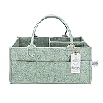 Parker Baby Diaper Caddy - Nursery Storage Bin and Car Organizer for Diapers and Baby Wipes - Sage Green, Large