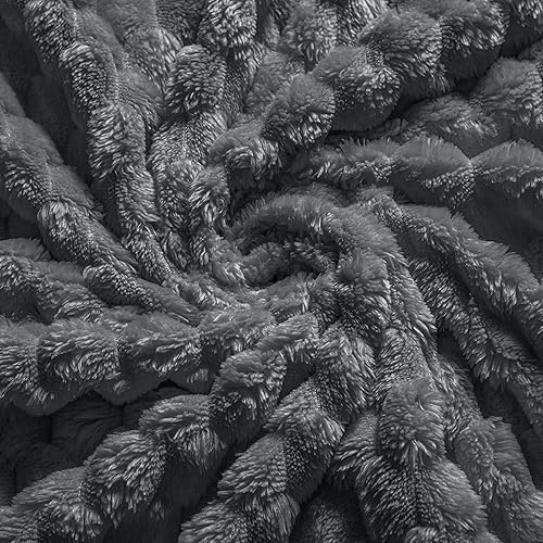 Vista 512 de Vessia Manta de franela de forro polar, 300GSM, acogedora manta a rayas verde salvia para sofá, cama y sofá, cálida y suave, acogedora manta