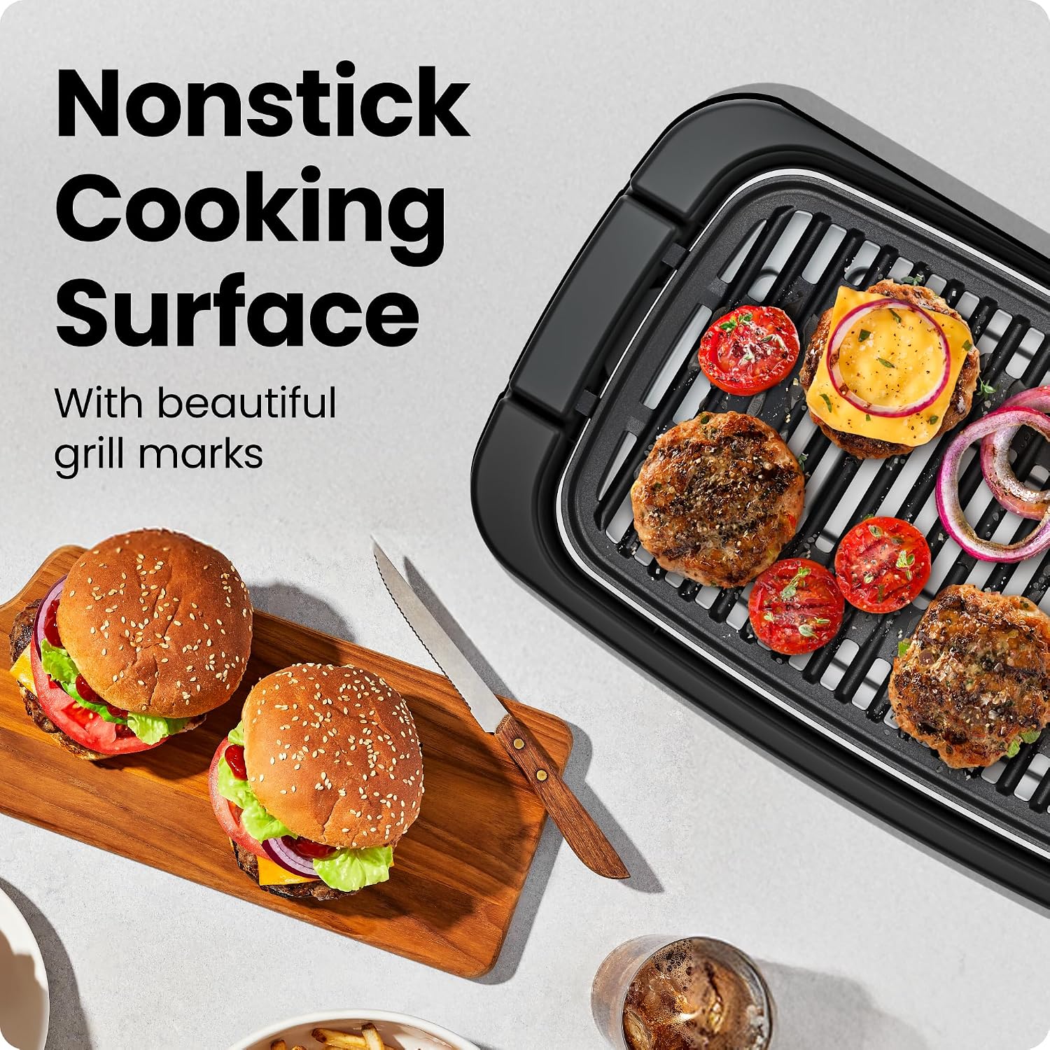 Chefman Indoor Electric Grill 1500W, 38x23 Extra Large Grilling Surface, Nonstick Table Top Grill for Indoor Grilling and BBQ with Adjustable Temperature Control, Drip Tray,... - Image 3