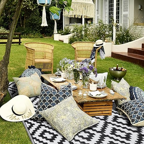 Miniatura 42 de SAND MINE - Alfombras reversibles, alfombra de pajillas de plástico, alfombra de área moderna, alfombra grande para suelo y exteriores, vehículos