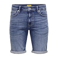 Only & Sons Pantaloncini da Uomo, Blu Jeans Scuro