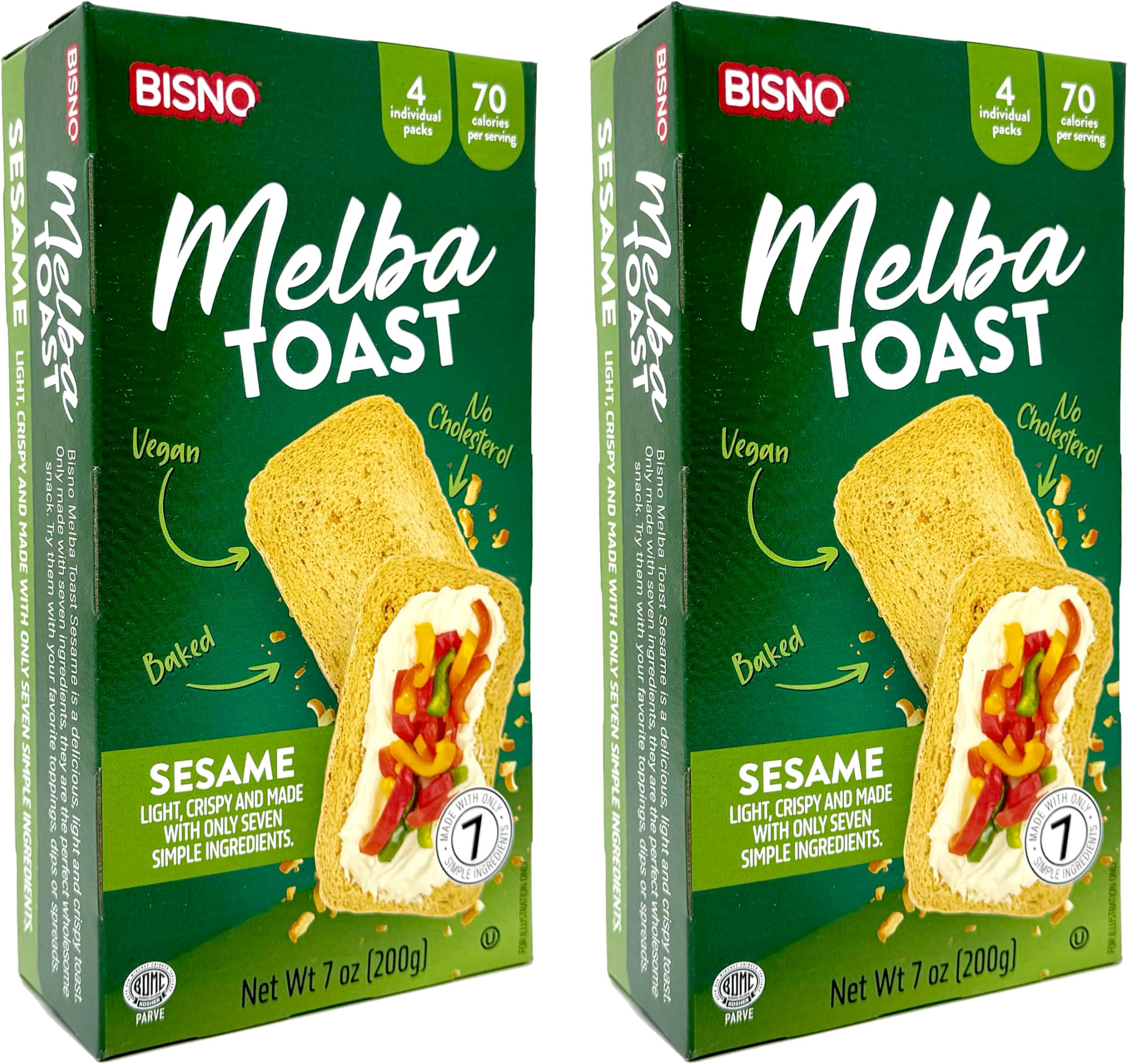 GalilMelba Toast Crackers – Thin and Crispy Mini Toasts 7 Ounce, Vegan, Kosher Baked Mini Toast (Sesame, Pack of 2)