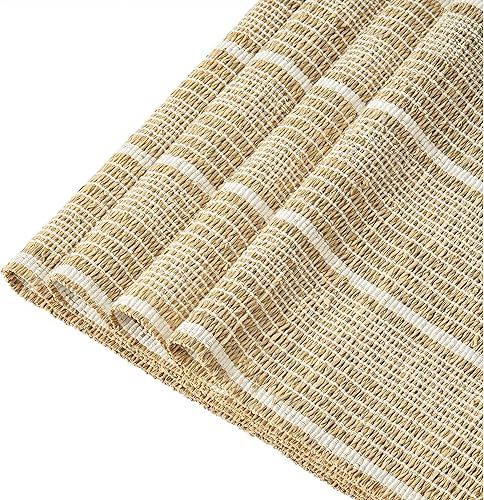 Miniatura 4 de Artera - Juego de 6 manteles individuales tejidos, manteles individuales de mimbre natural, manteles individuales trenzados de paja de pastos