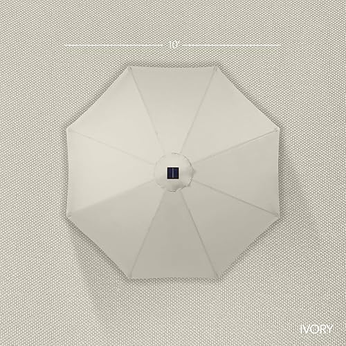 Vista 80 de Best Choice Products - Sombrilla solar de 7.5 pies para exteriores, patio, mesa, mercado, terraza, piscina con inclinación, manivela, luces LED