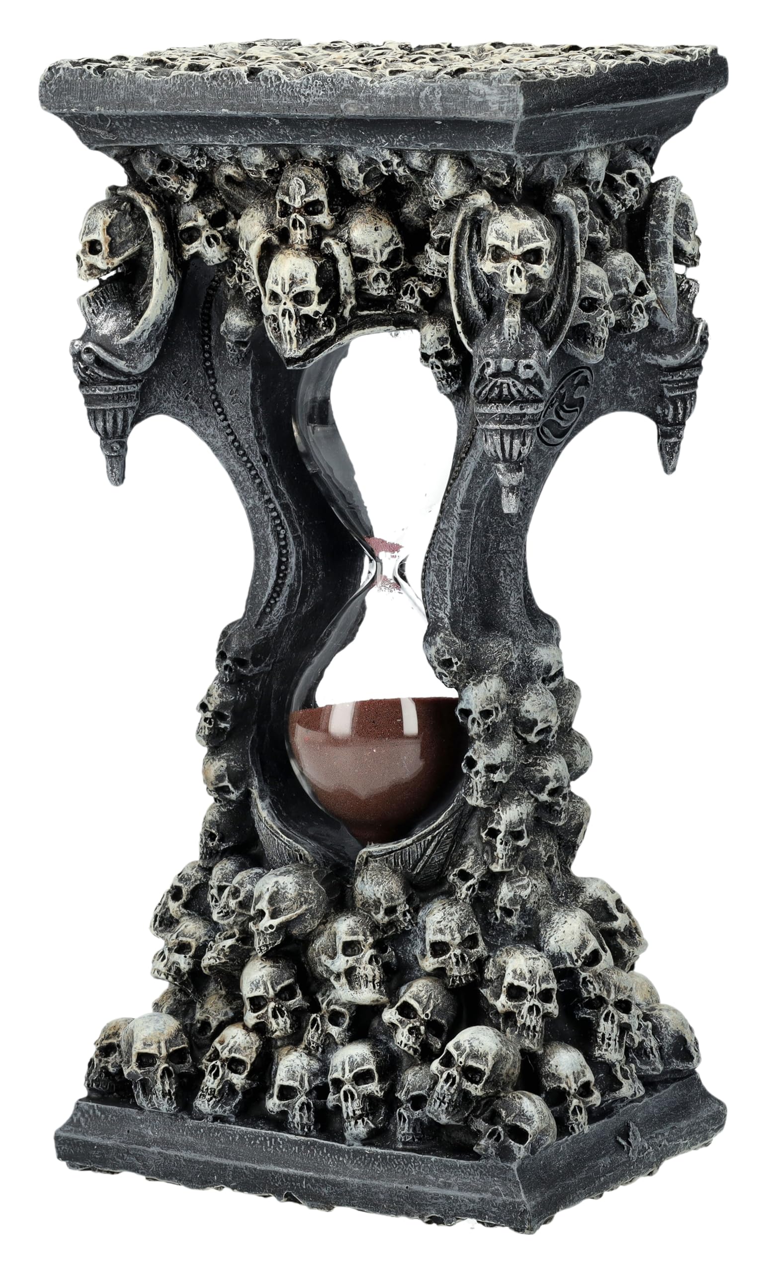 Pacific Giftware Sanduhr mit Totenköpfen - Sands of Death, Blutroter Sand, 19 cm, Gothic-Deko, Fantasy Figur