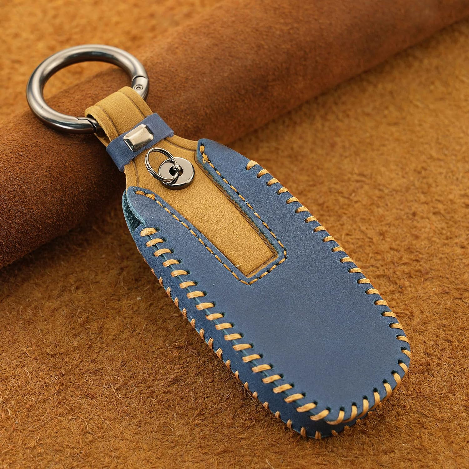 SANRILY Handmade Leather Key Fob Cover For Nissan Ariya, Pathfinder, Rogue - 3 Button Smart Key Case