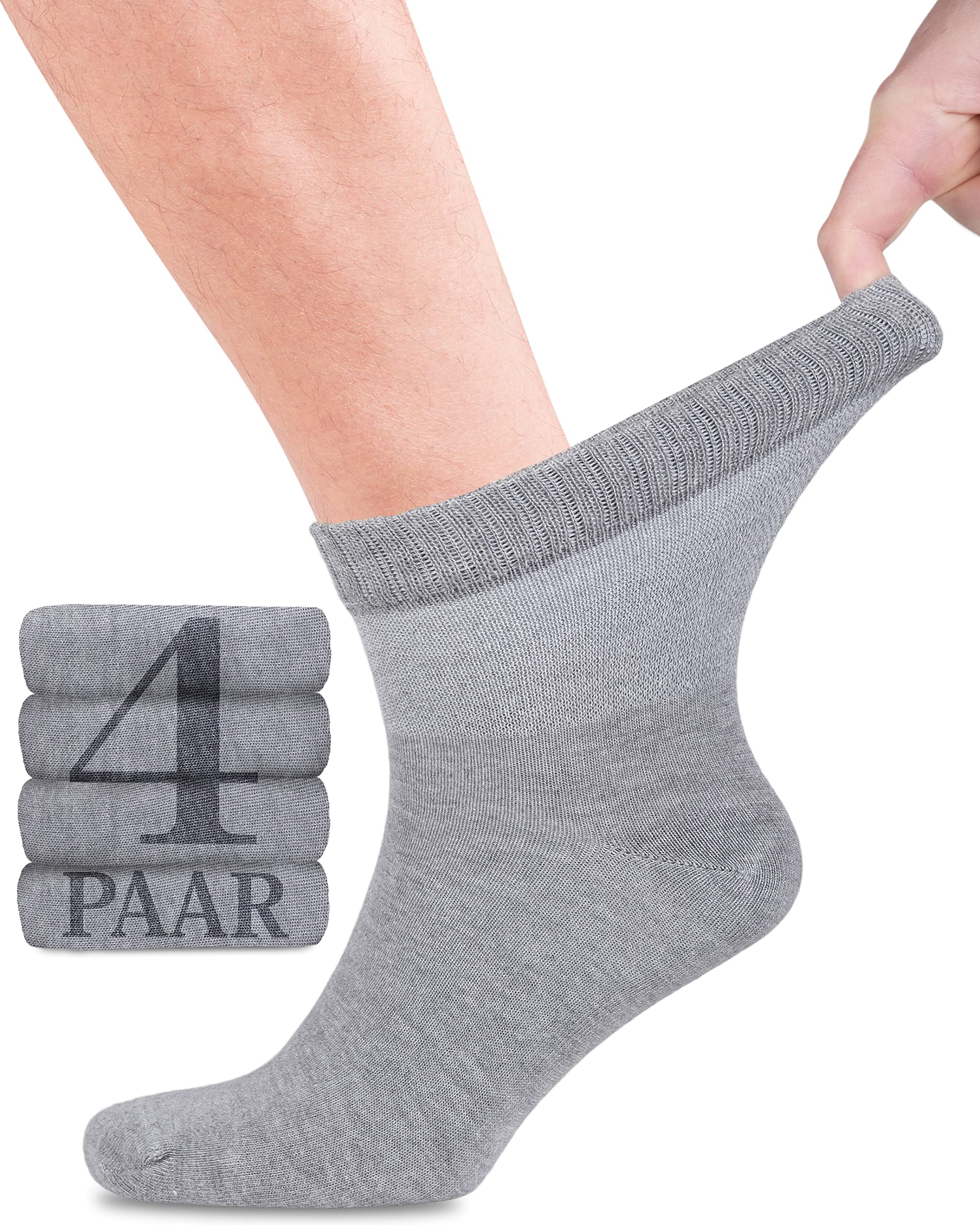 Fiera Besa Diabetikersocken für Herren mit Komfortbund ohne Gummibund, Knöchelhoch, Diabetiker Socken ohne Gummi & ohne Naht